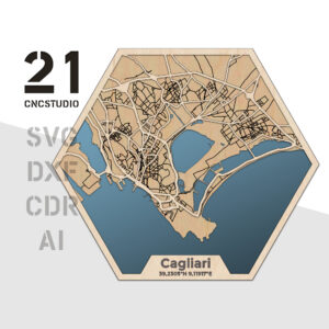Cagliari Multilayer Map Laser Cut File - SVG, DXF, CDR