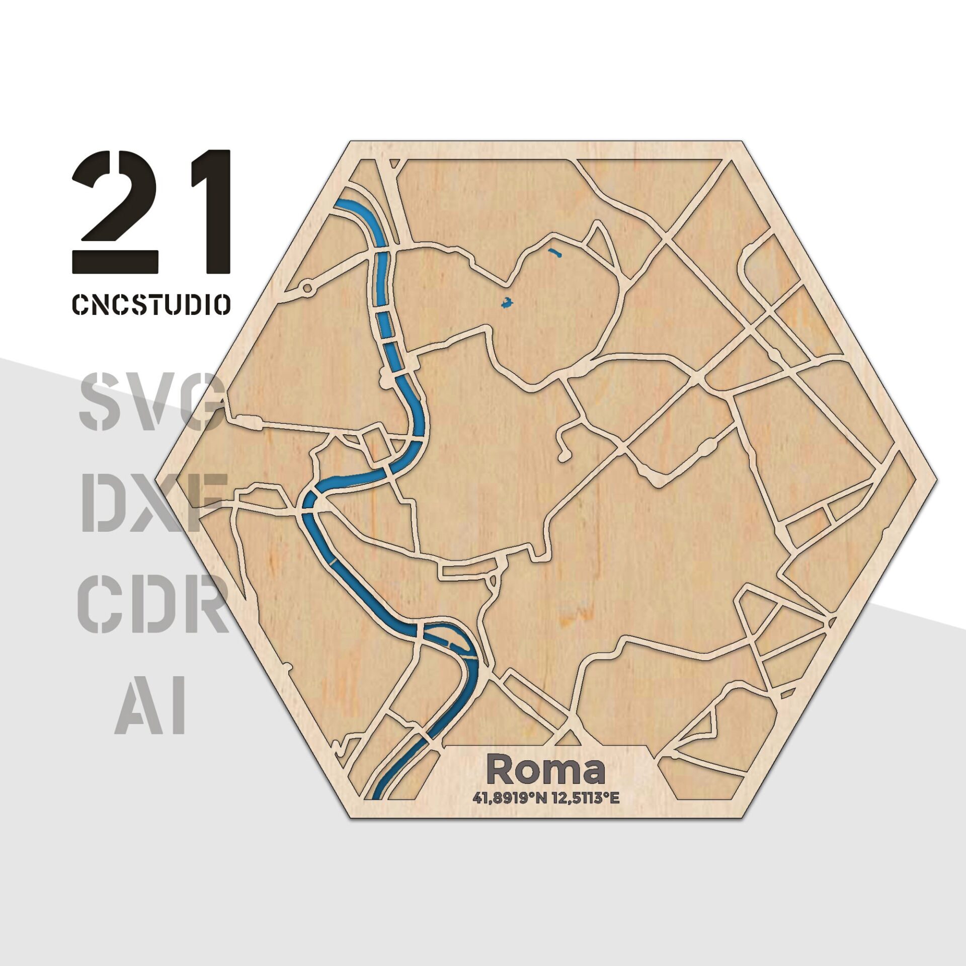 Roma Multilayer Laser Cut File - 3D City Map Art SVG DXF - Image 2