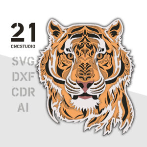 Multilayer Tiger Laser Cut File - SVG DXF AI CDR Digital Art