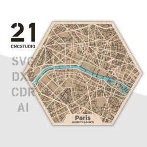 Paris Multilayer City Map Laser Cut File | SVG DXF CDR