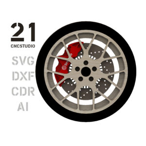 Sport Wheel Rim Laser Cut File - 5 Layer 2.5D Digital DXF SVG