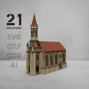 Gothic Church Laser Cut File - 3D Miniature Cathedral Model