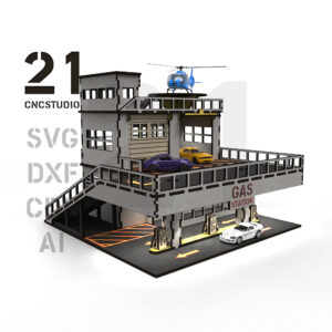 1/64 Scale Laser Cut Car Service Gas Station Model Kit
