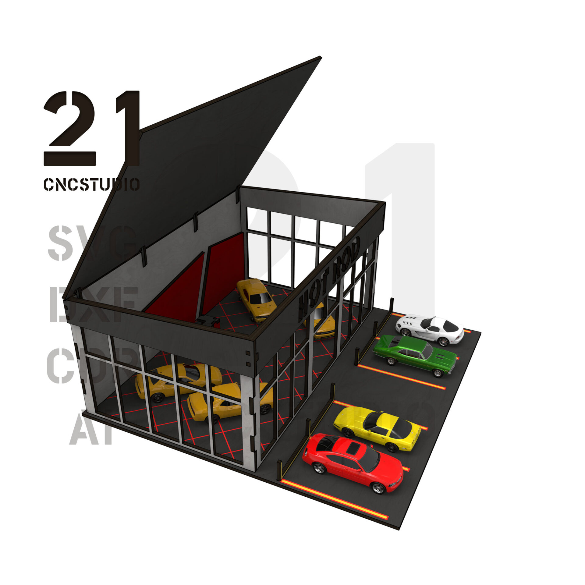 1/64 Scale Car Showroom Digital Laser Cut File for Dioramas - Image 6