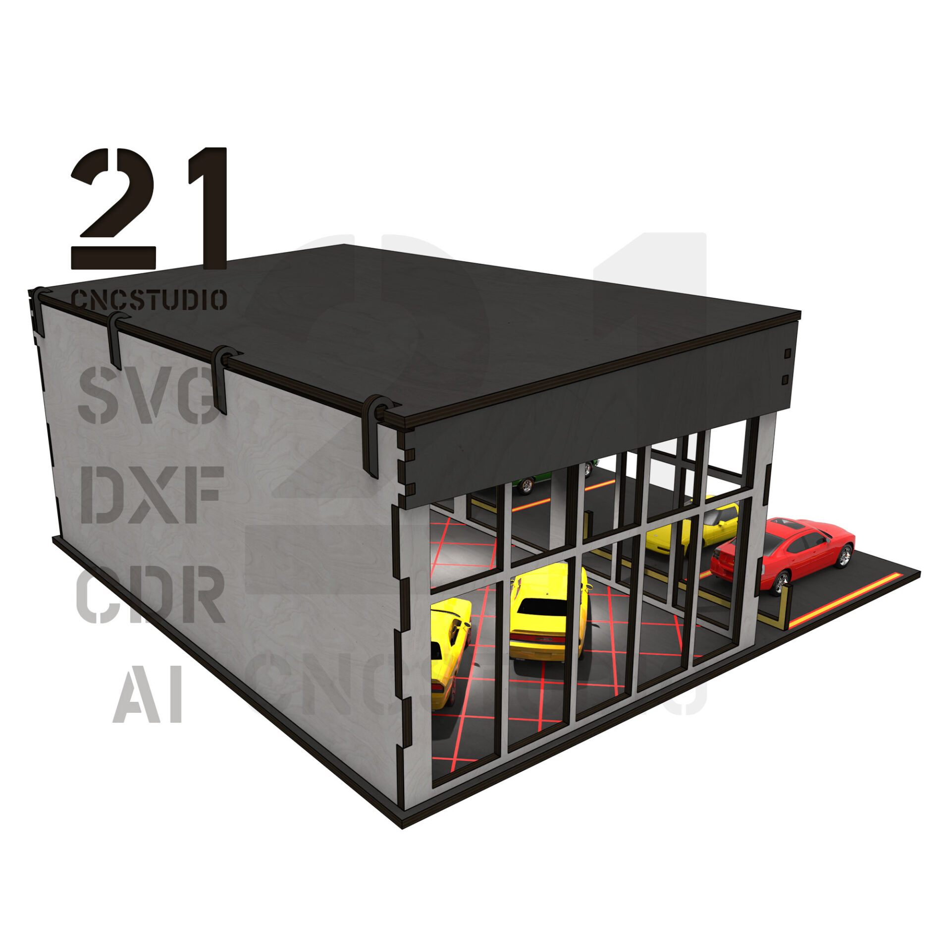 1/64 Scale Car Showroom Digital Laser Cut File for Dioramas - Image 5