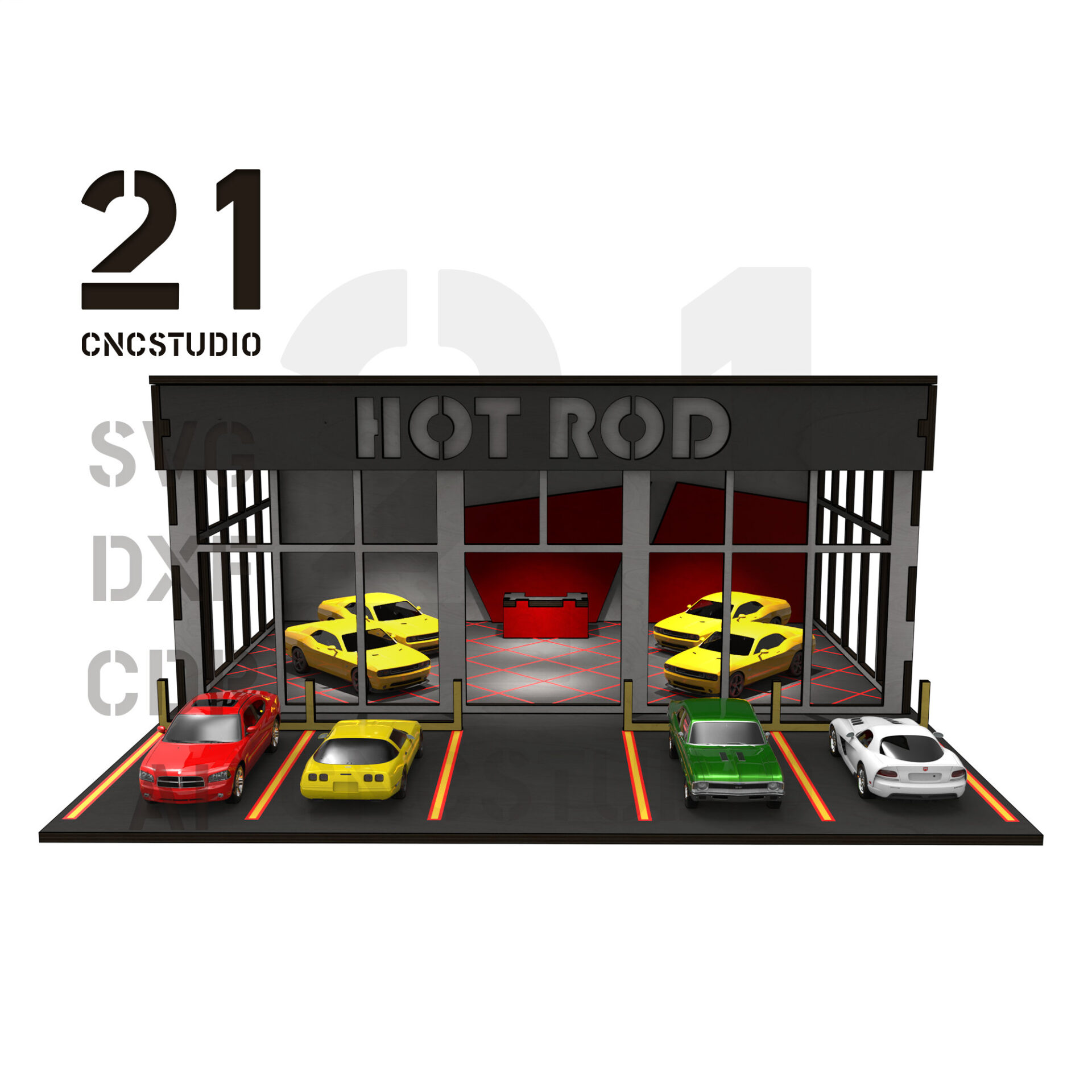 1/64 Scale Car Showroom Digital Laser Cut File for Dioramas - Image 3
