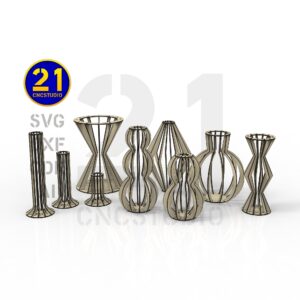 Decorative Vases 3D Laser Cut File Set - SVG, DXF, AI, CDR