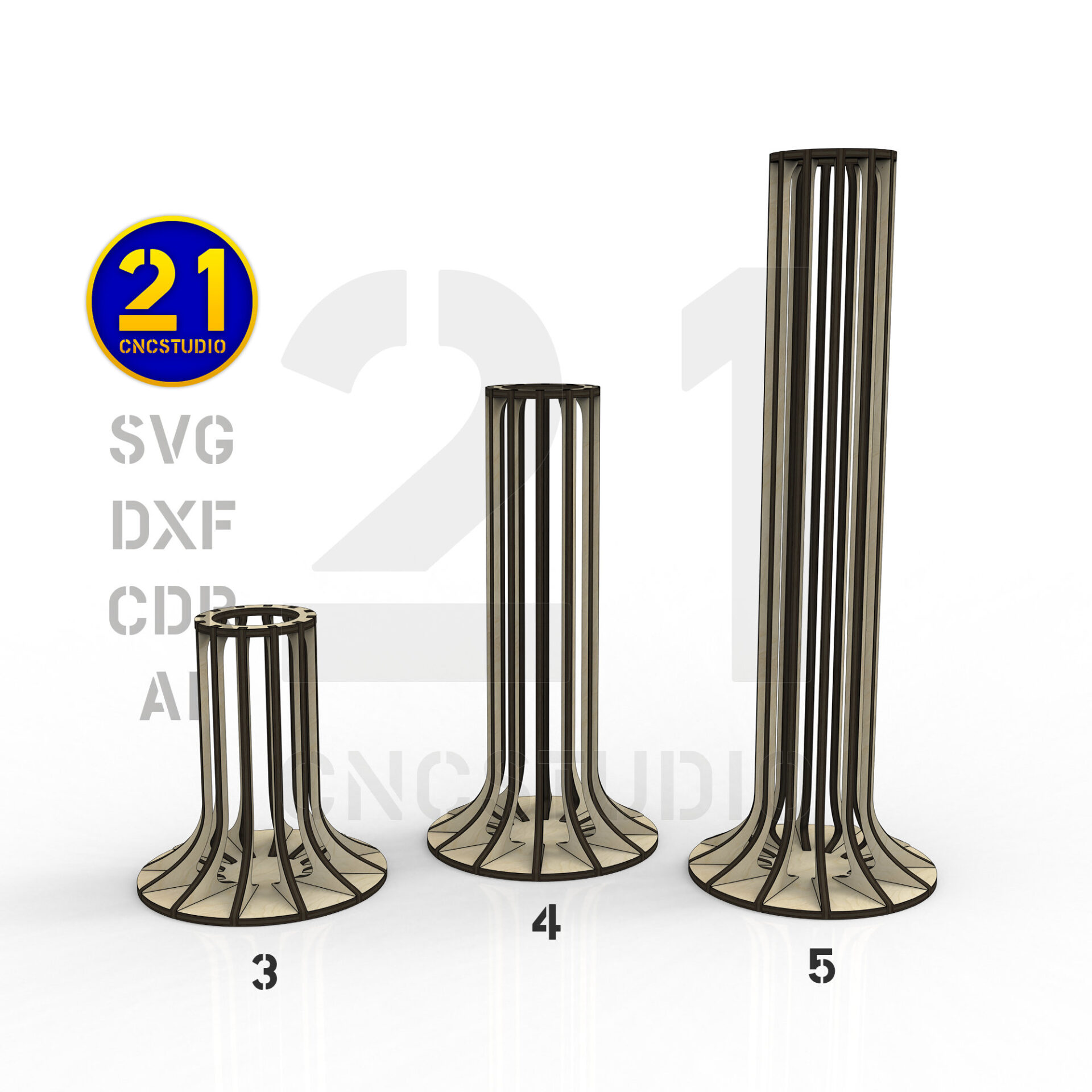 Decorative Vases 3D Laser Cut File Set - SVG, DXF, AI, CDR - Image 5