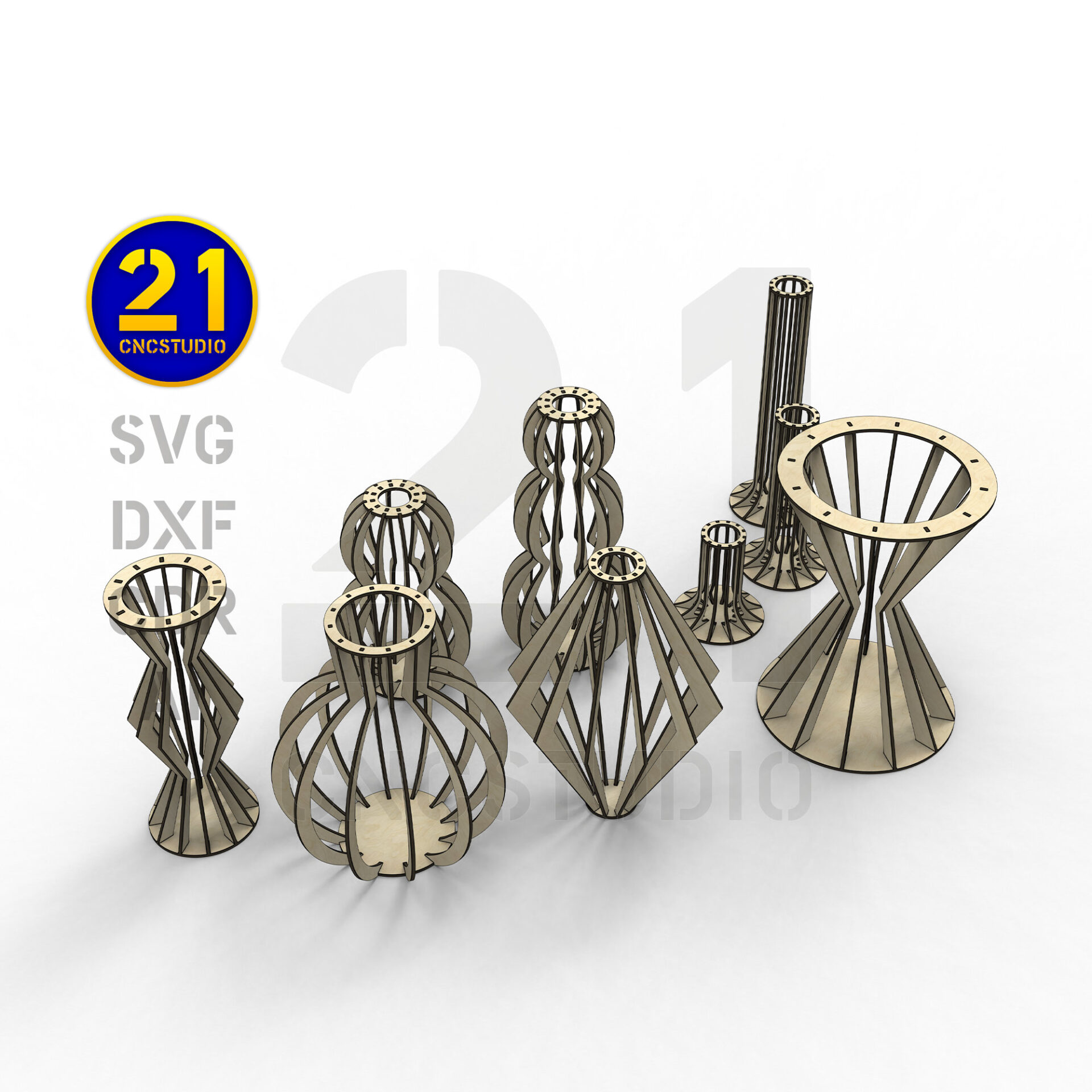 Decorative Vases 3D Laser Cut File Set - SVG, DXF, AI, CDR - Image 2