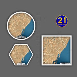 Barcelona Multi-Layer Map SVG DXF Laser Cut Digital File