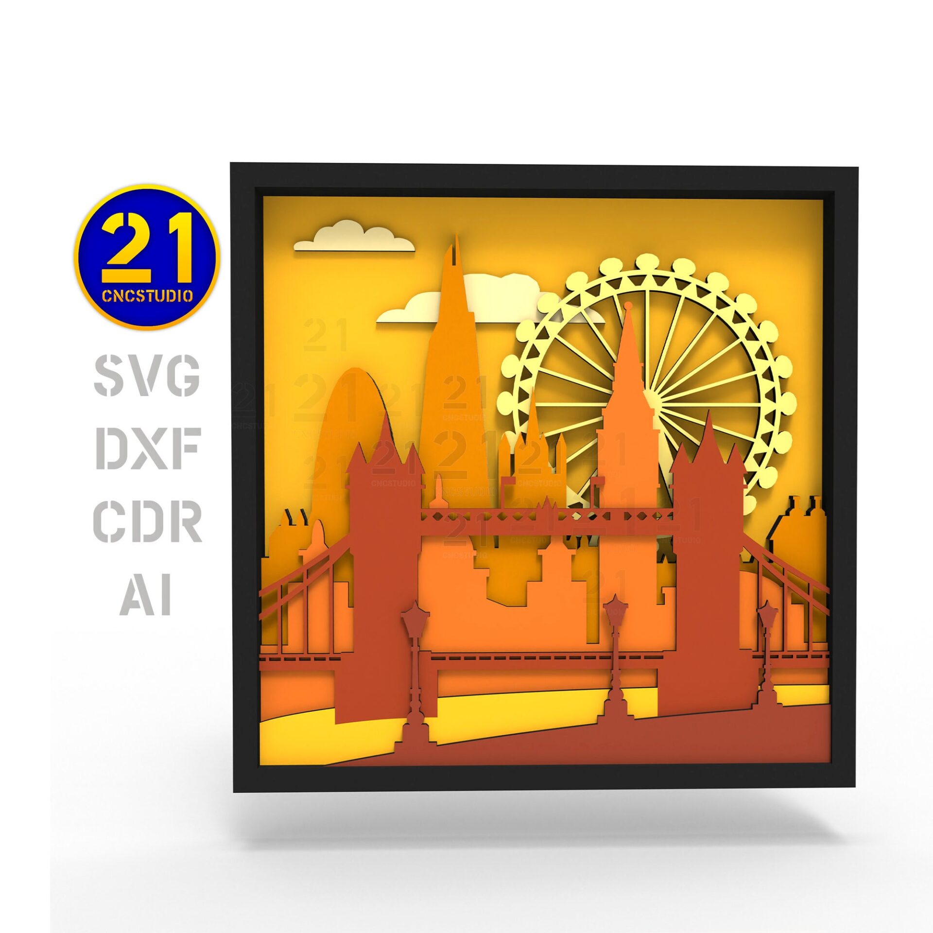 London Skyline 3D Laser Cut File SVG – Multilayer City Art