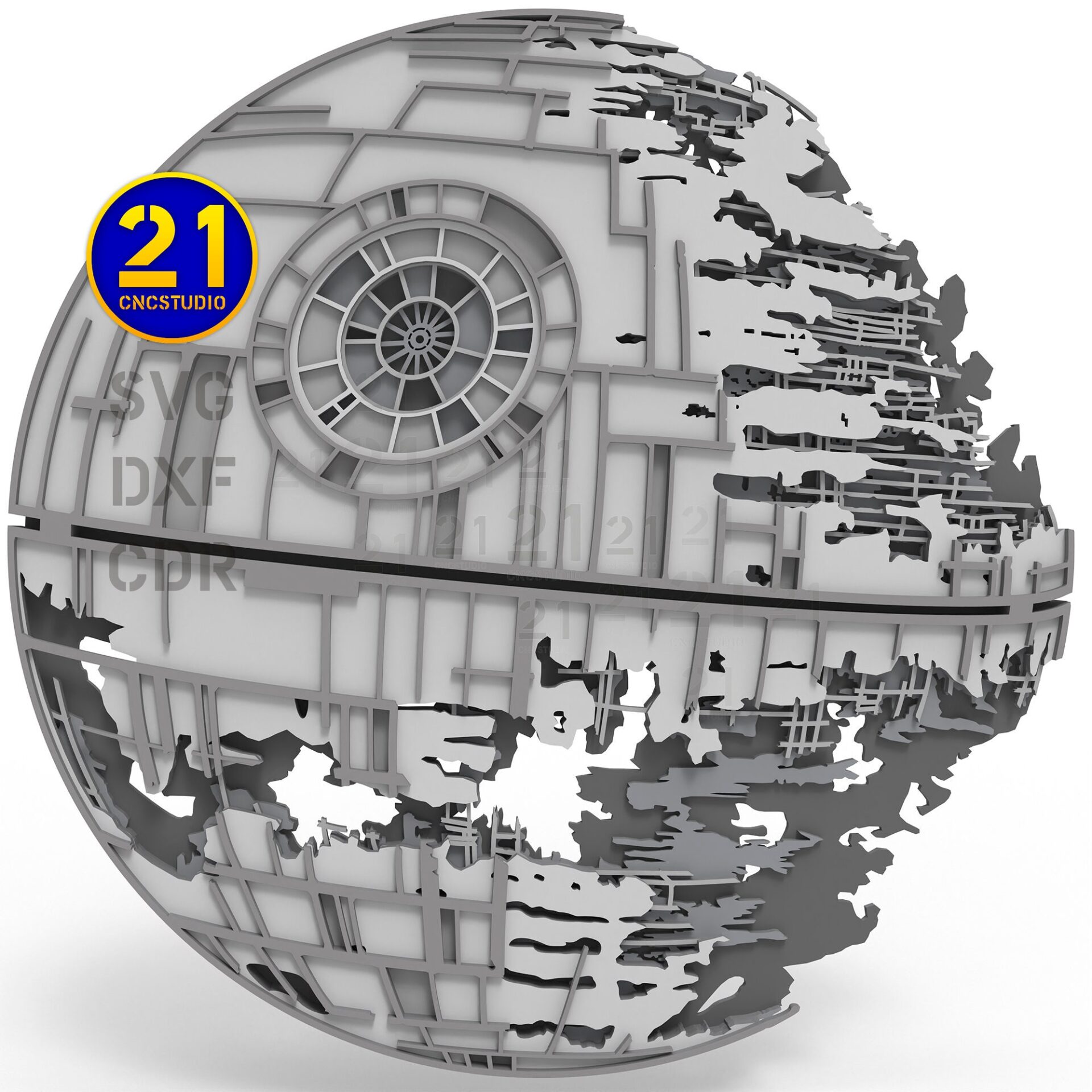 Death Star Layered Laser Cut File - 5 Layers SVG DXF AI CDR - Image 5