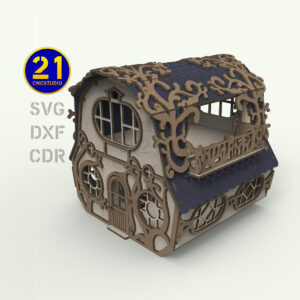 Fairy House SVG Laser Cut File | 3D Puzzle for Glowforge xTool