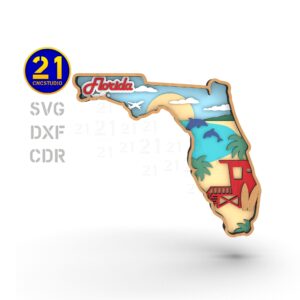 Florida State Multilayer Laser Cut File SVG DXF AI