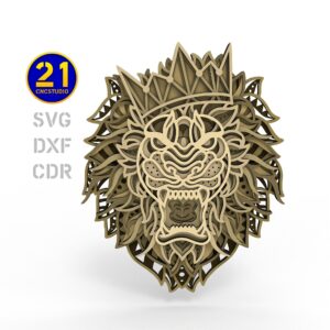 Multilayer Lion King Crown Laser Cut File - SVG DXF CDR