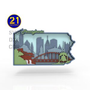 Pennsylvania Multilayer Laser Cut File - SVG DXF AI CDR EPS