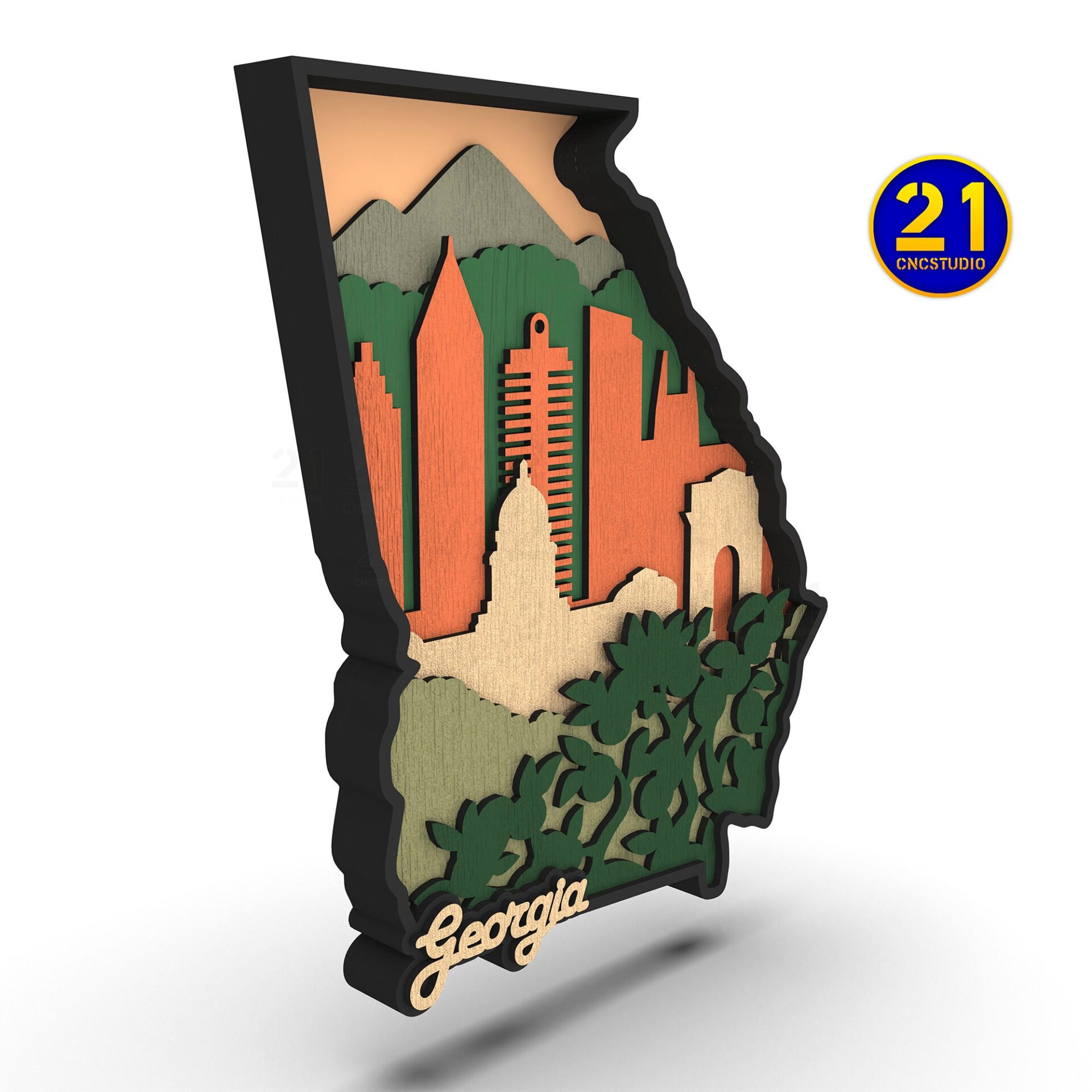Georgia Layered Laser Cut File SVG - State Scenery Art - Image 5