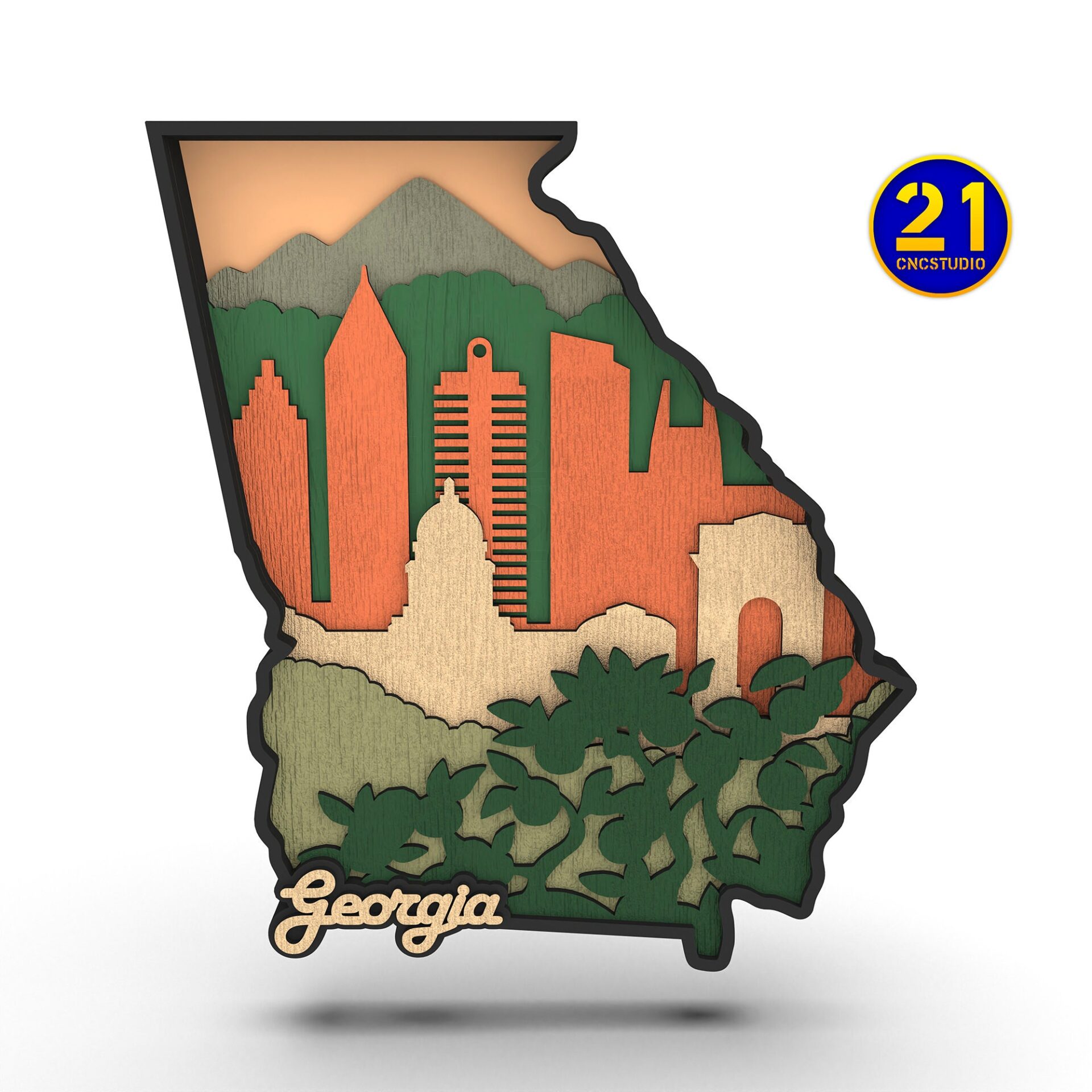 Georgia Layered Laser Cut File SVG - State Scenery Art - Image 4