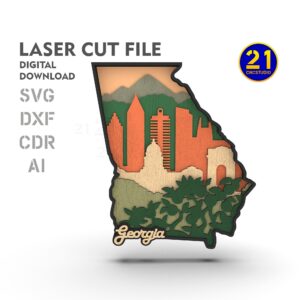 Georgia Layered Laser Cut File SVG - State Scenery Art