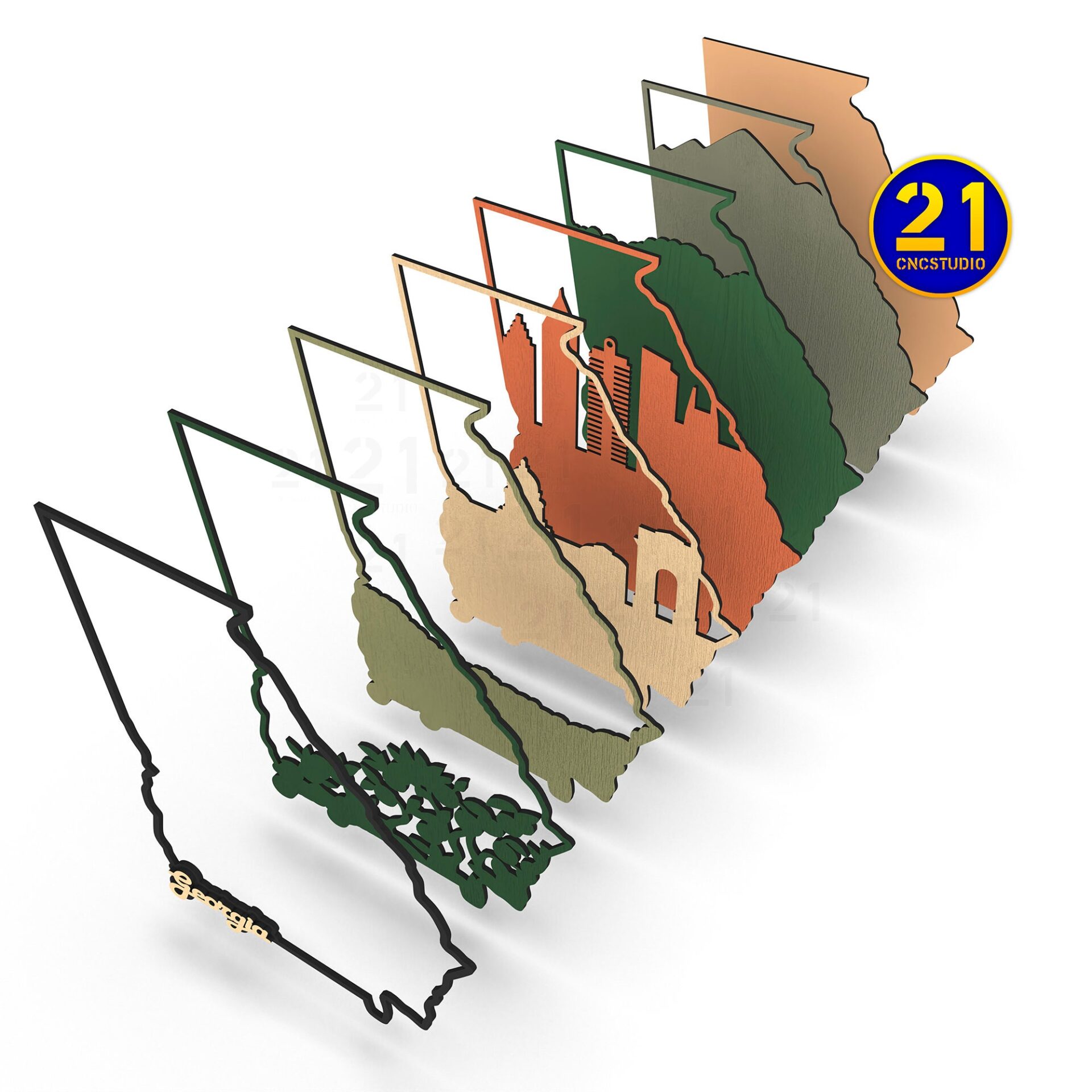 Georgia Layered Laser Cut File SVG - State Scenery Art - Image 7