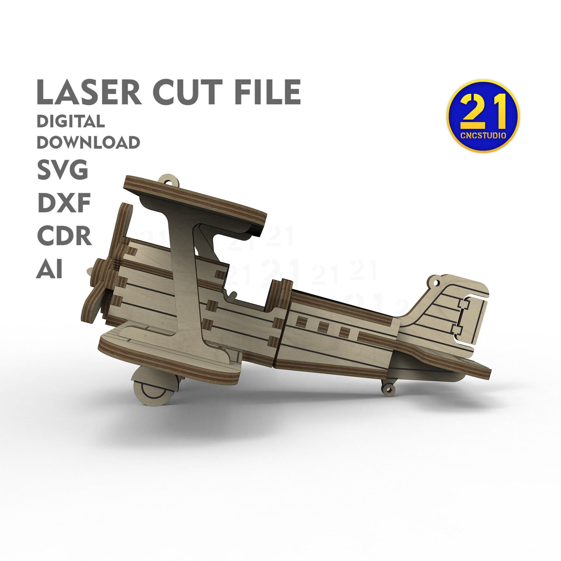 Kids Laser Cut Biplane Model SVG Kit - Digital Download - Image 2
