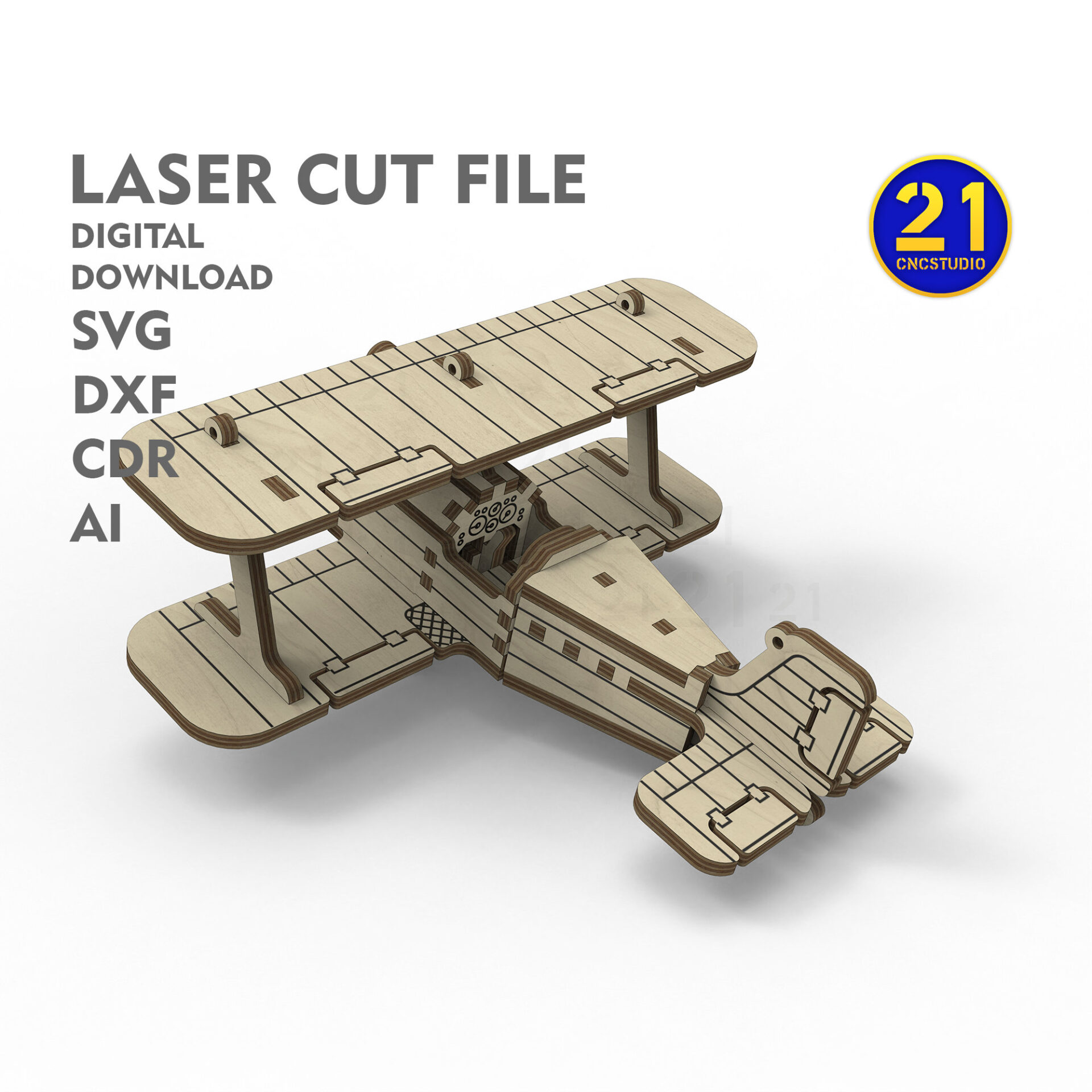 Kids Laser Cut Biplane Model SVG Kit - Digital Download - Image 5