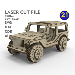 Laser Cut 4x4 Truck Model Kit SVG File - Digital Download