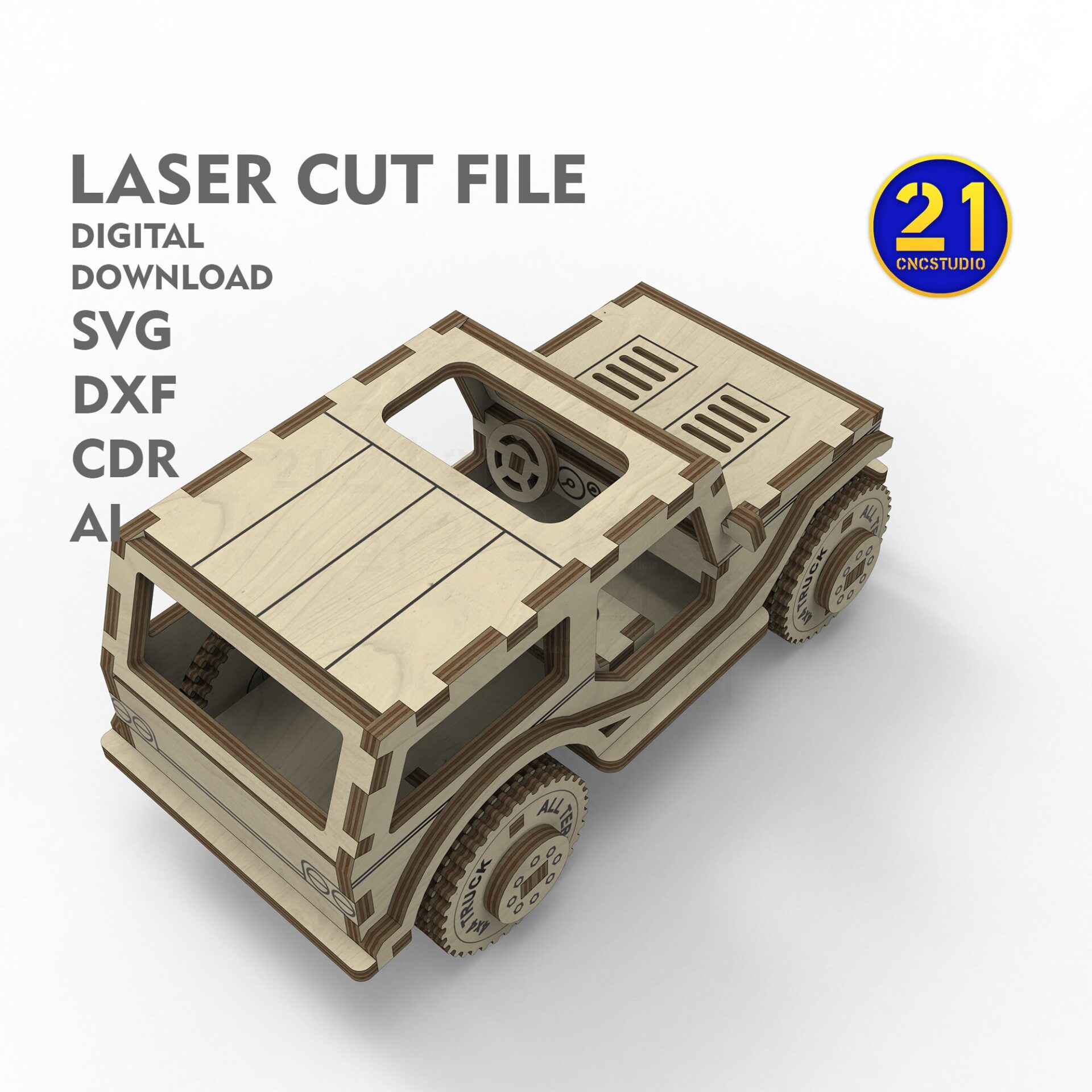 Laser Cut 4x4 Truck Model Kit SVG File - Digital Download - Image 5