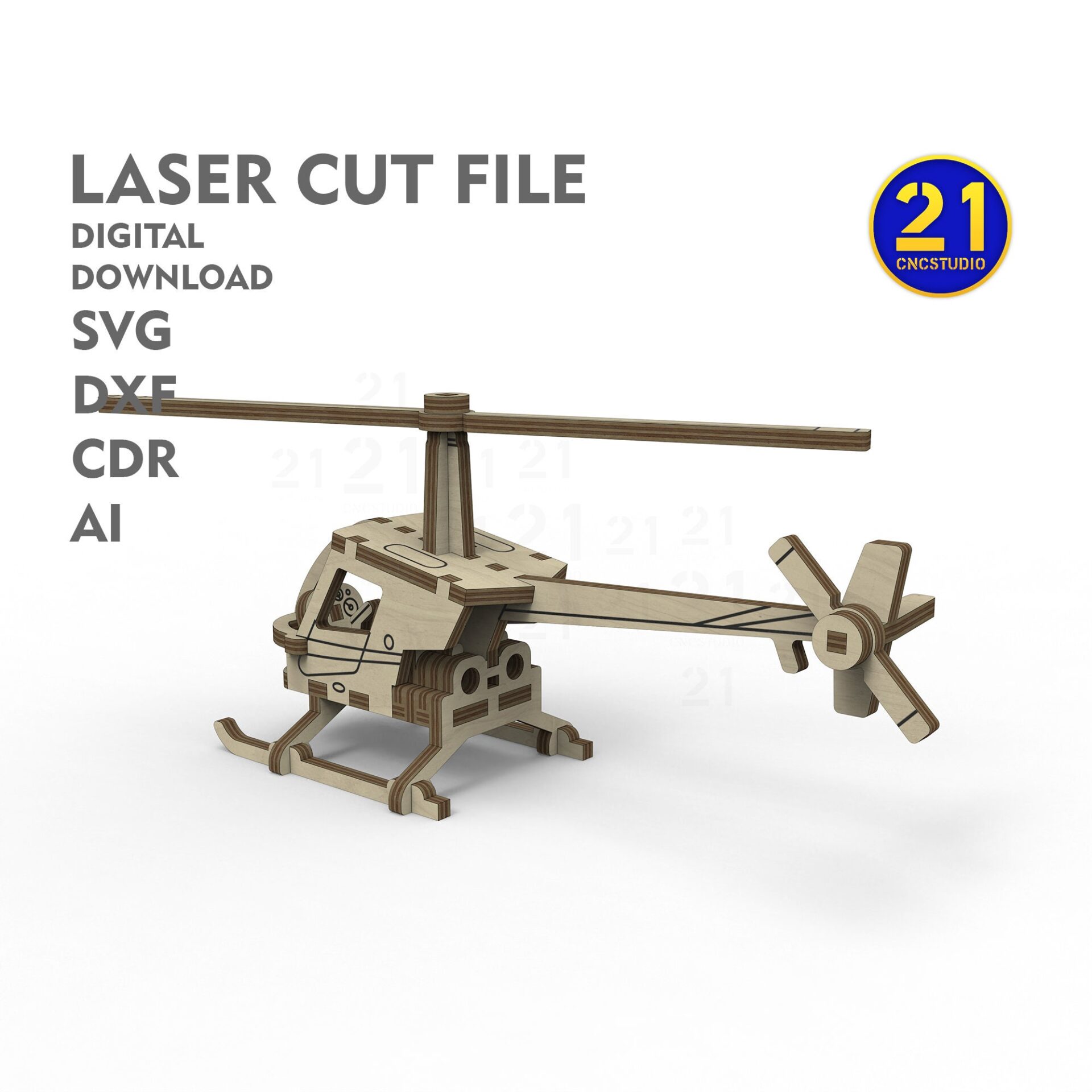 Kids' Laser Cut Vehicle Models: Helicopter, Biplane, SUV Files - Image 5