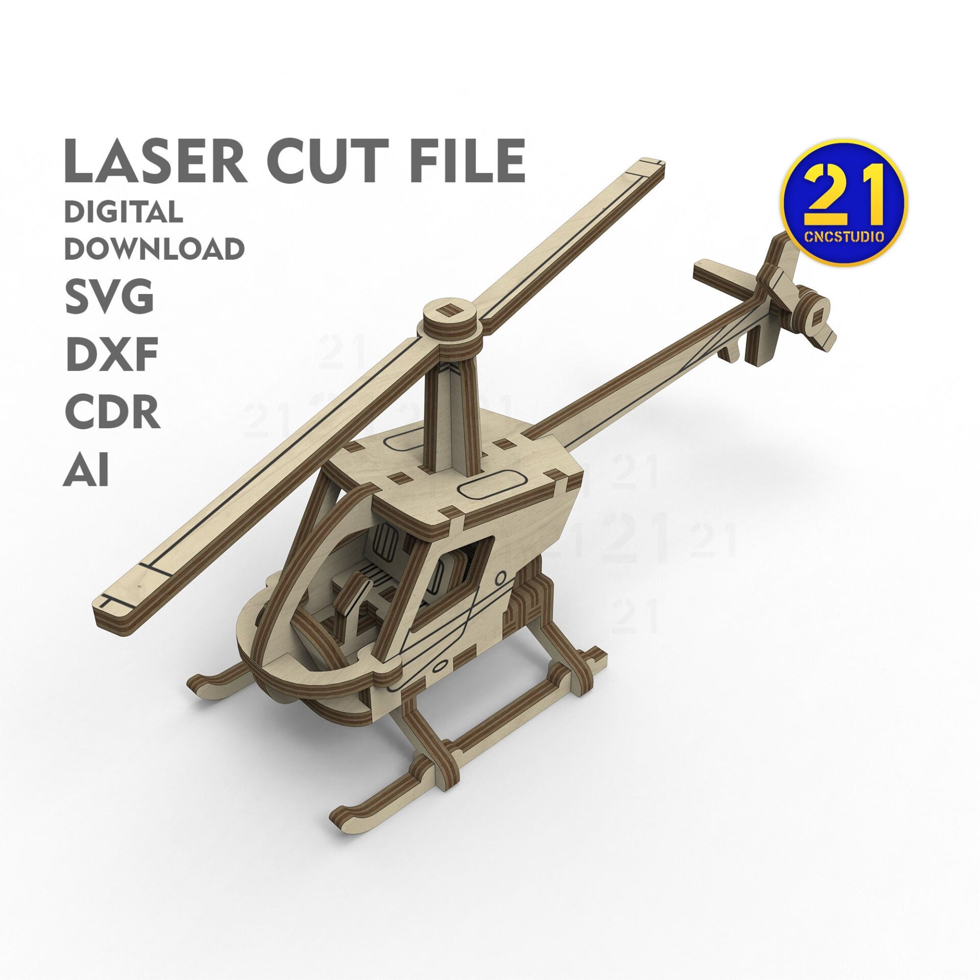 Kids' Laser Cut Vehicle Models: Helicopter, Biplane, SUV Files - Image 6