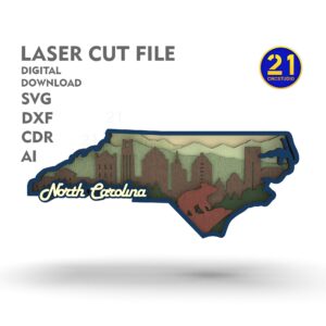 North Carolina Multilayer Laser Cut File | NC State SVG