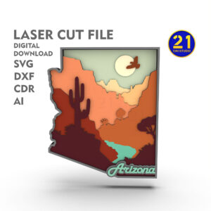 Arizona State Laser Cut File - Multilayer 3D Art SVG DXF