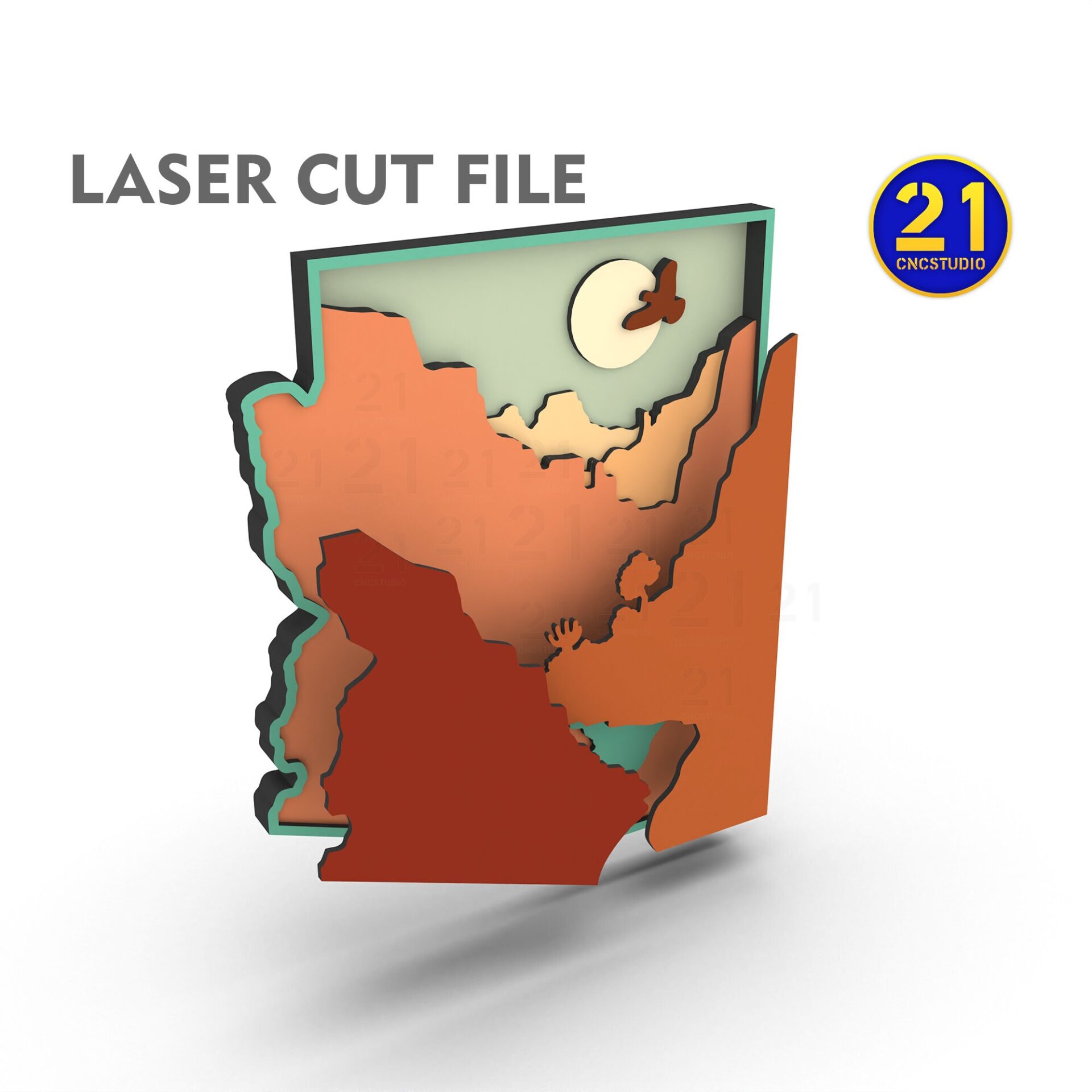 Arizona State Laser Cut File - Multilayer 3D Art SVG DXF - Image 8