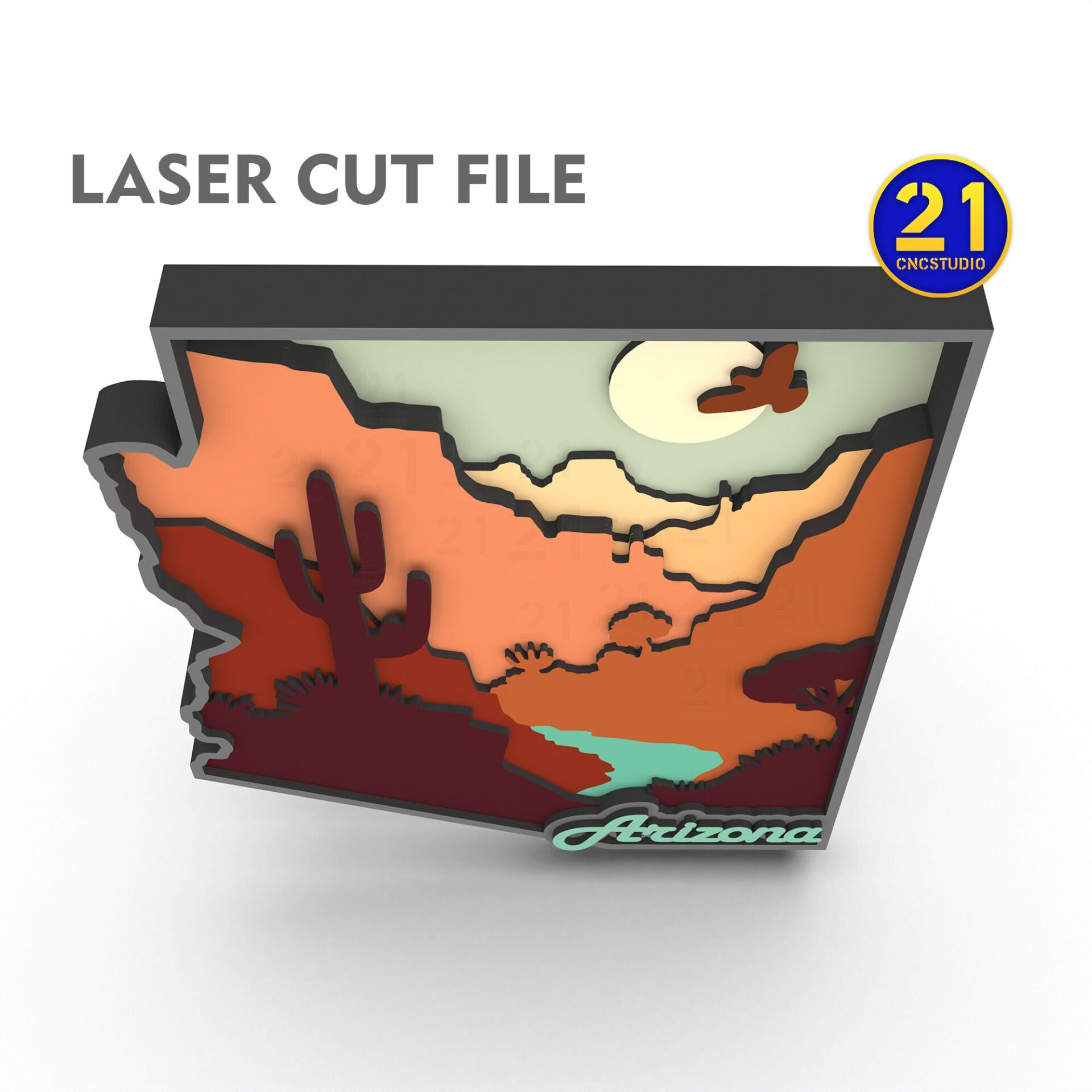 Arizona State Laser Cut File - Multilayer 3D Art SVG DXF - Image 6
