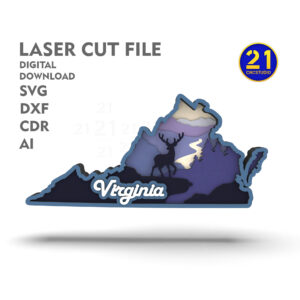 Virginia State Layered SVG - Laser Cut File for Makers