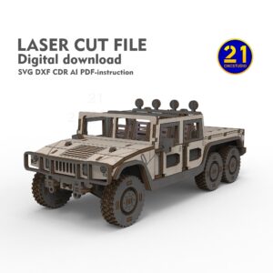 H1 Pickup 6-Wheel Laser Cut File - 1/24 Scale DIY Model Kit