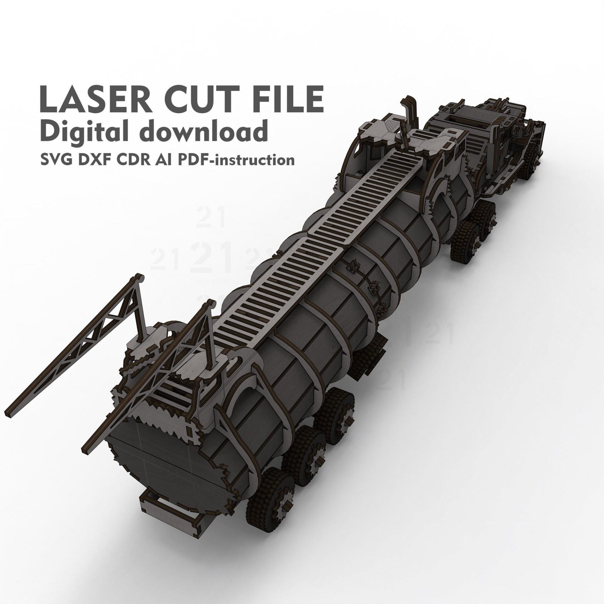 Armored Tanker Truck 3D Laser Cut File - Wood & MDF - Image 7