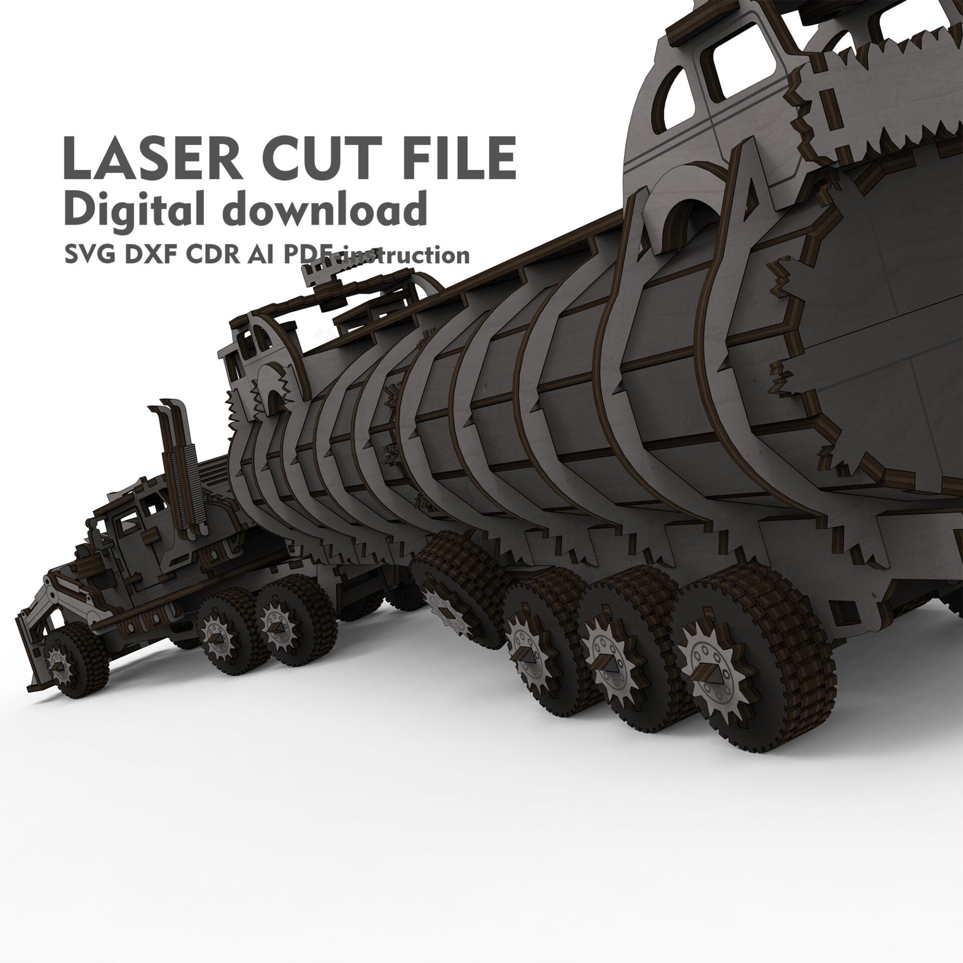 Armored Tanker Truck 3D Laser Cut File - Wood & MDF - Image 9