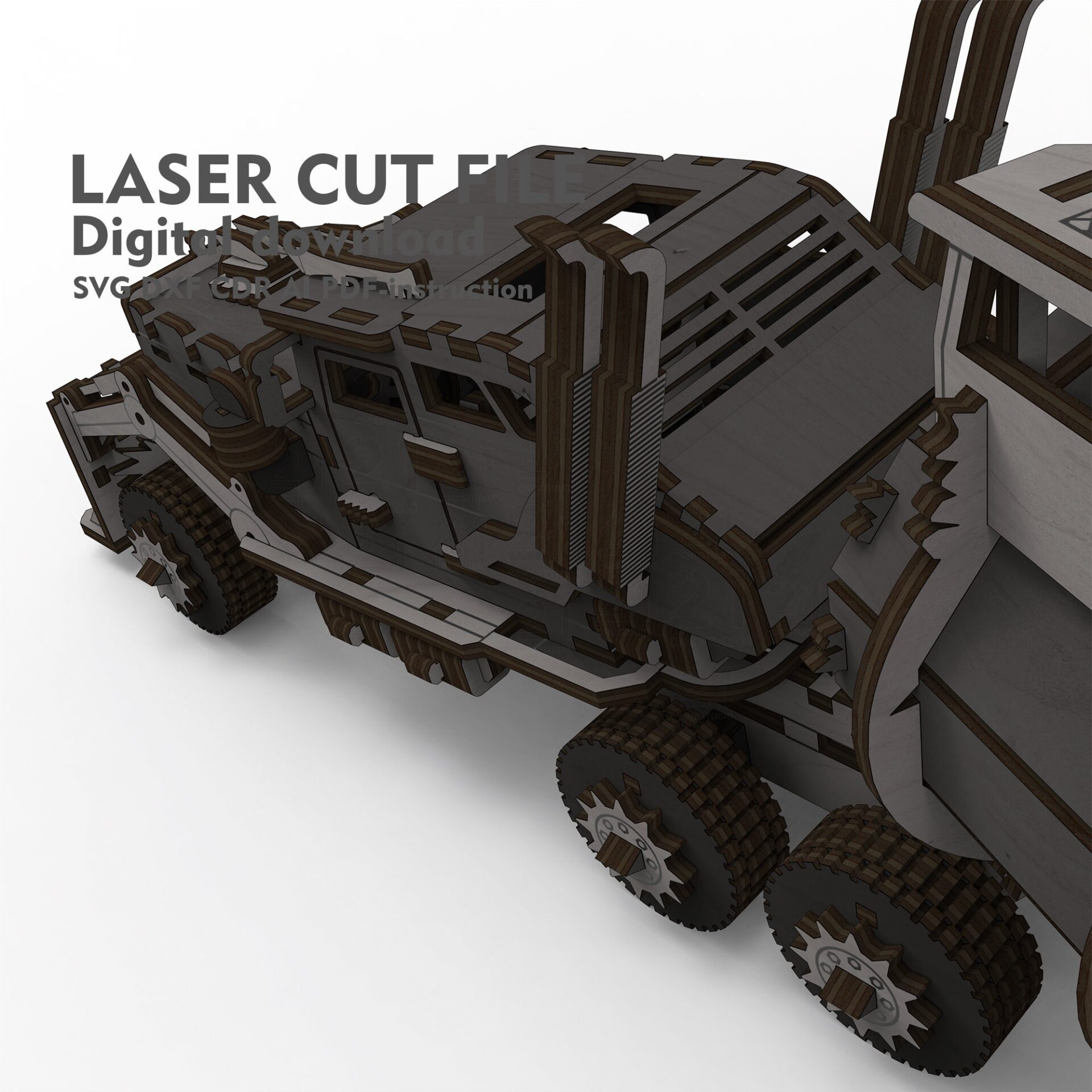 Armored Tanker Truck 3D Laser Cut File - Wood & MDF - Image 10