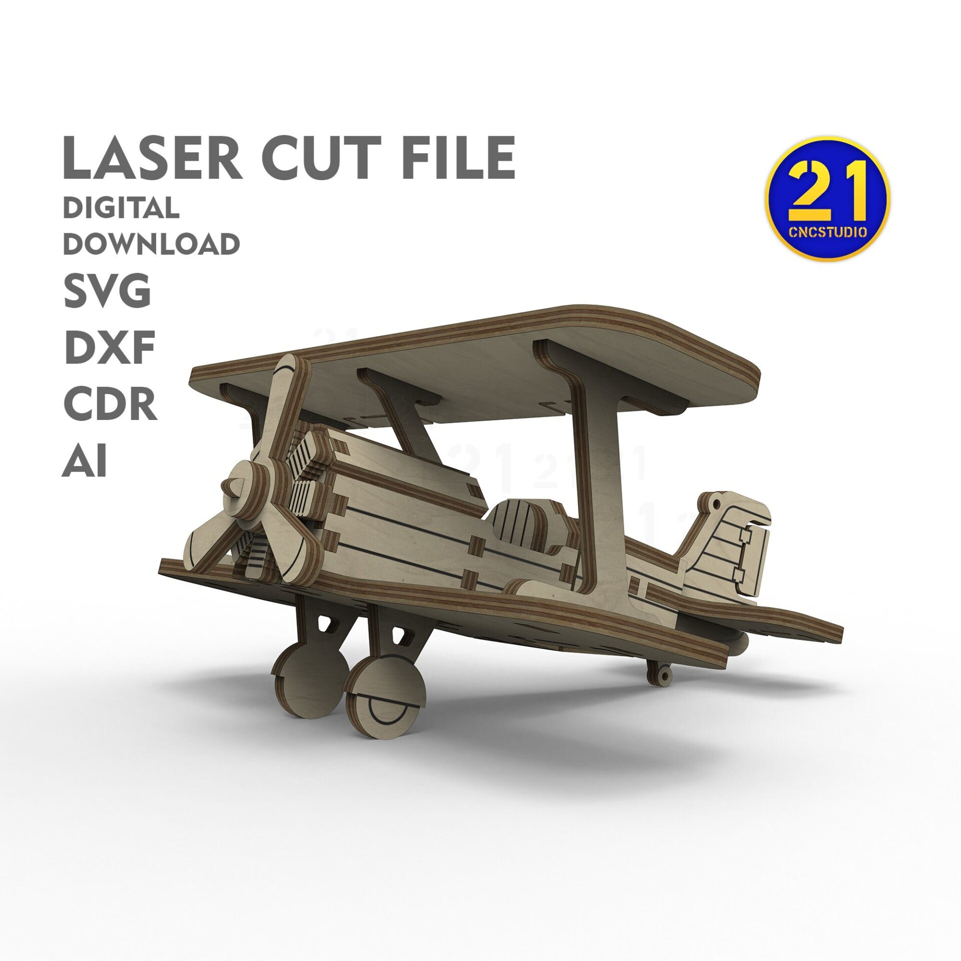 Kids Laser Cut Biplane Model SVG Kit - Digital Download - Image 4