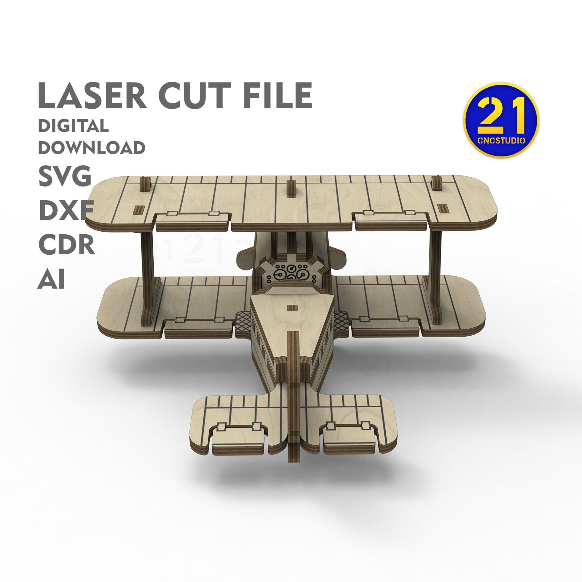Kids Laser Cut Biplane Model SVG Kit - Digital Download - Image 6