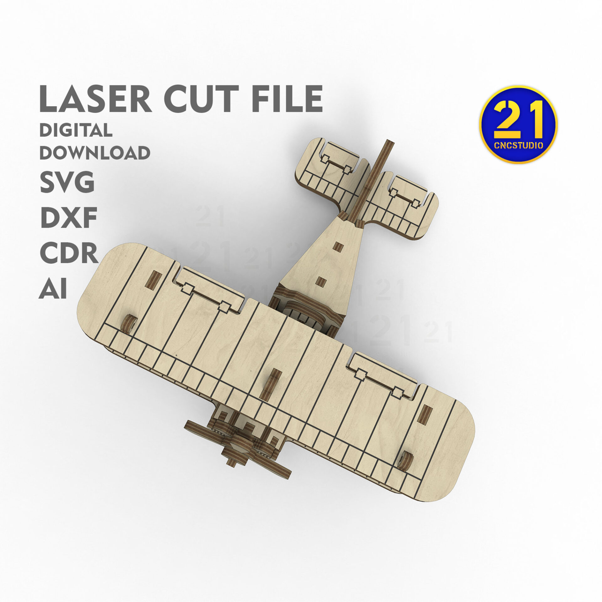 Kids Laser Cut Biplane Model SVG Kit - Digital Download - Image 7