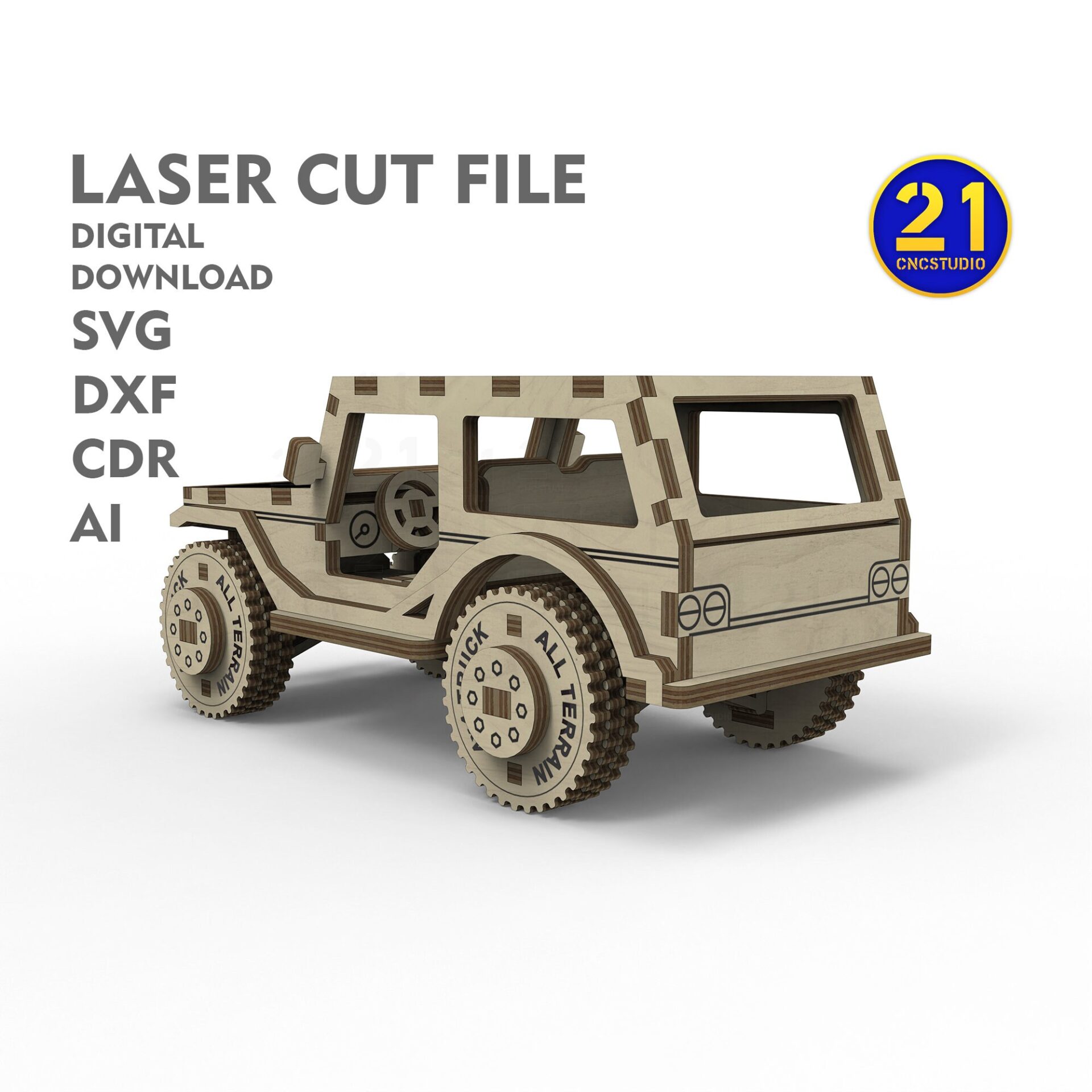 Laser Cut 4x4 Truck Model Kit SVG File - Digital Download - Image 3