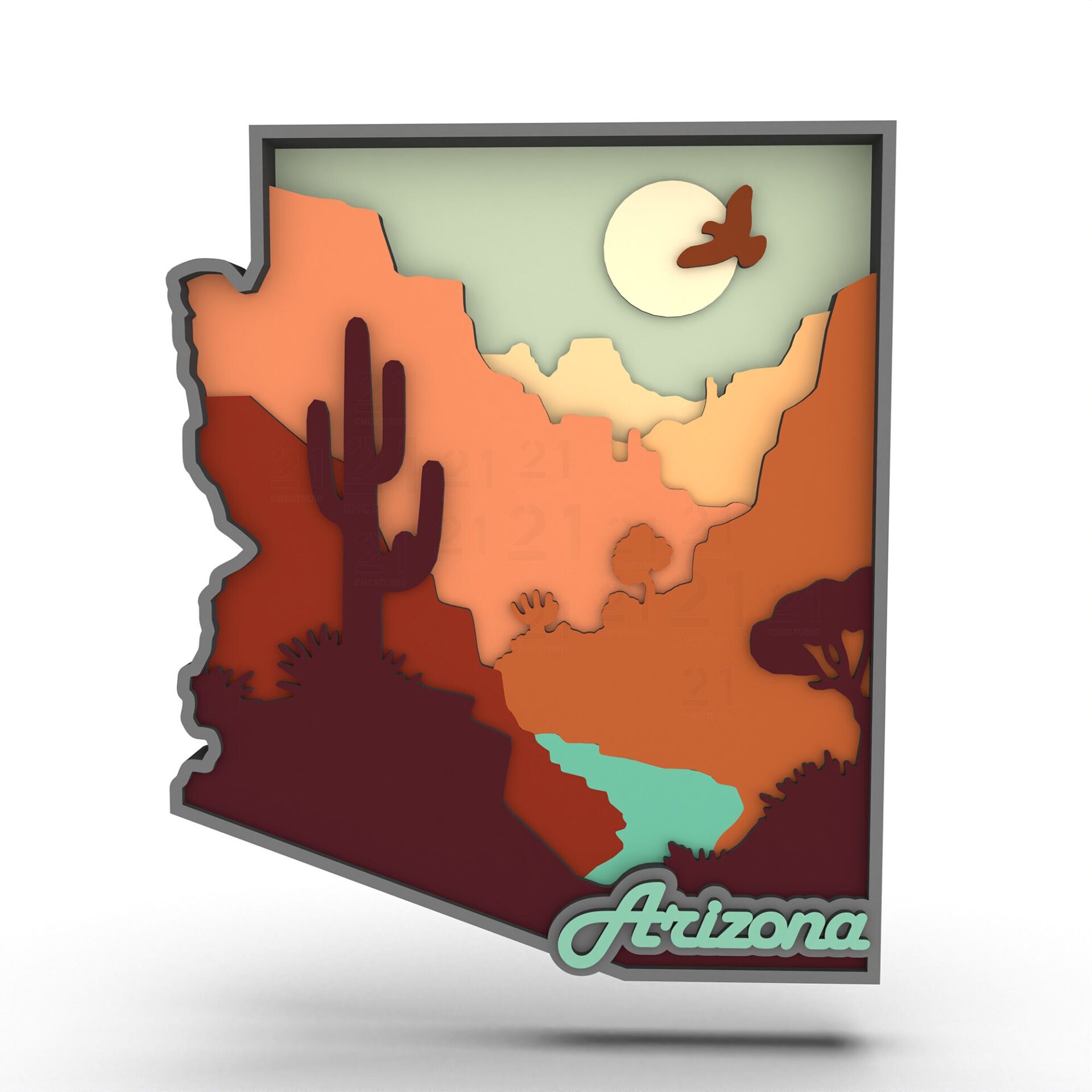 Arizona State Laser Cut File - Multilayer 3D Art SVG DXF - Image 4