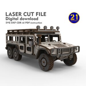 SUV H1 6x6 Laser Cut File - 1/24 Scale Model Kit DXF SVG