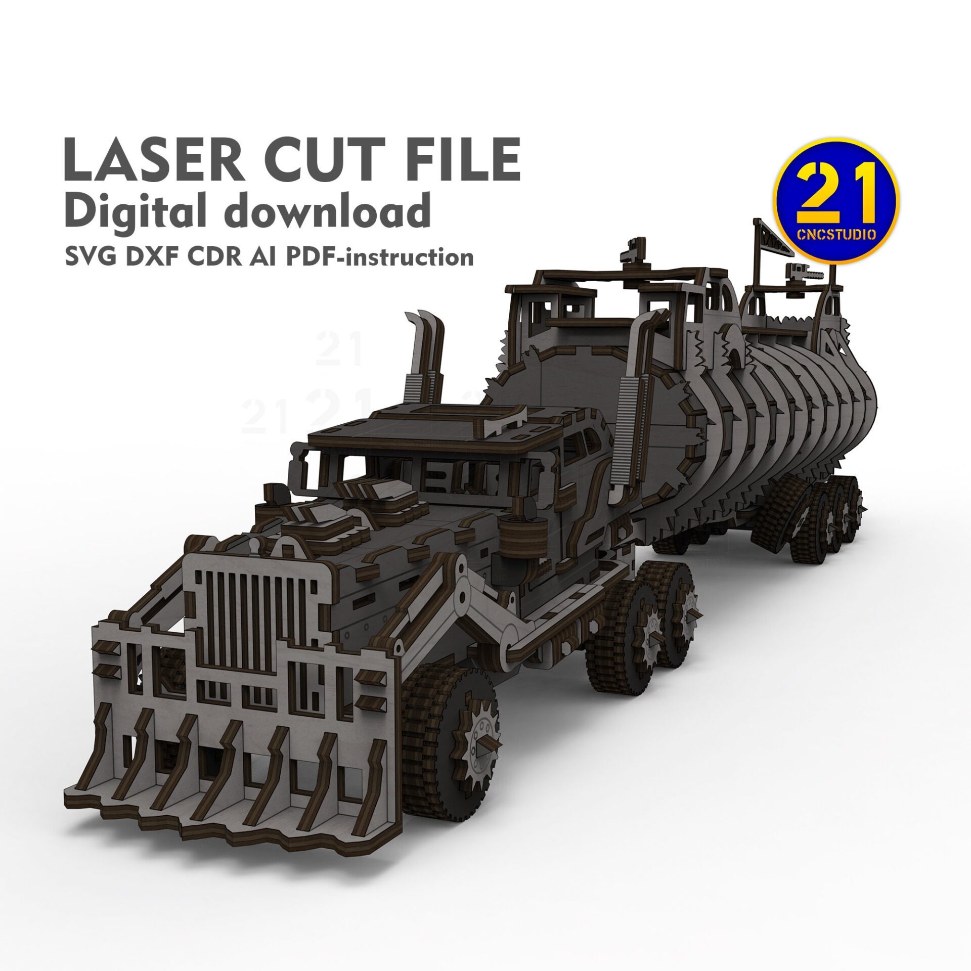 Armored Tanker Truck 3D Laser Cut File - Wood & MDF - Image 5