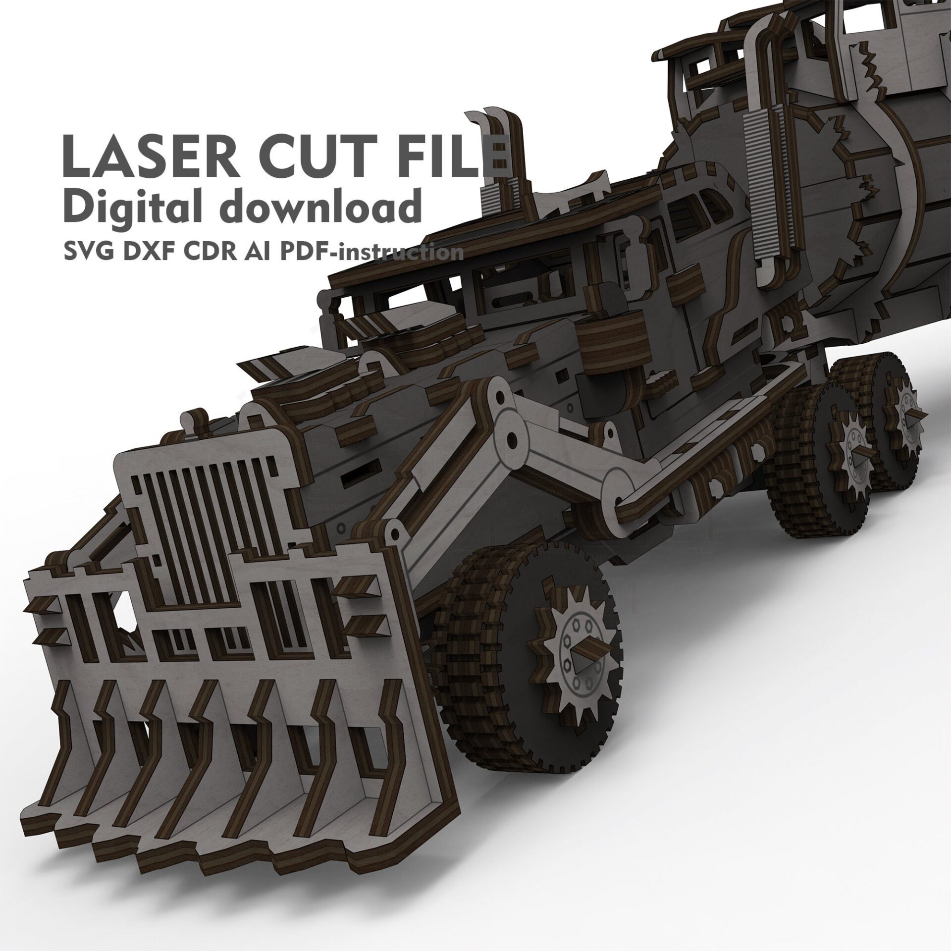 Armored Tanker Truck 3D Laser Cut File - Wood & MDF - Image 6