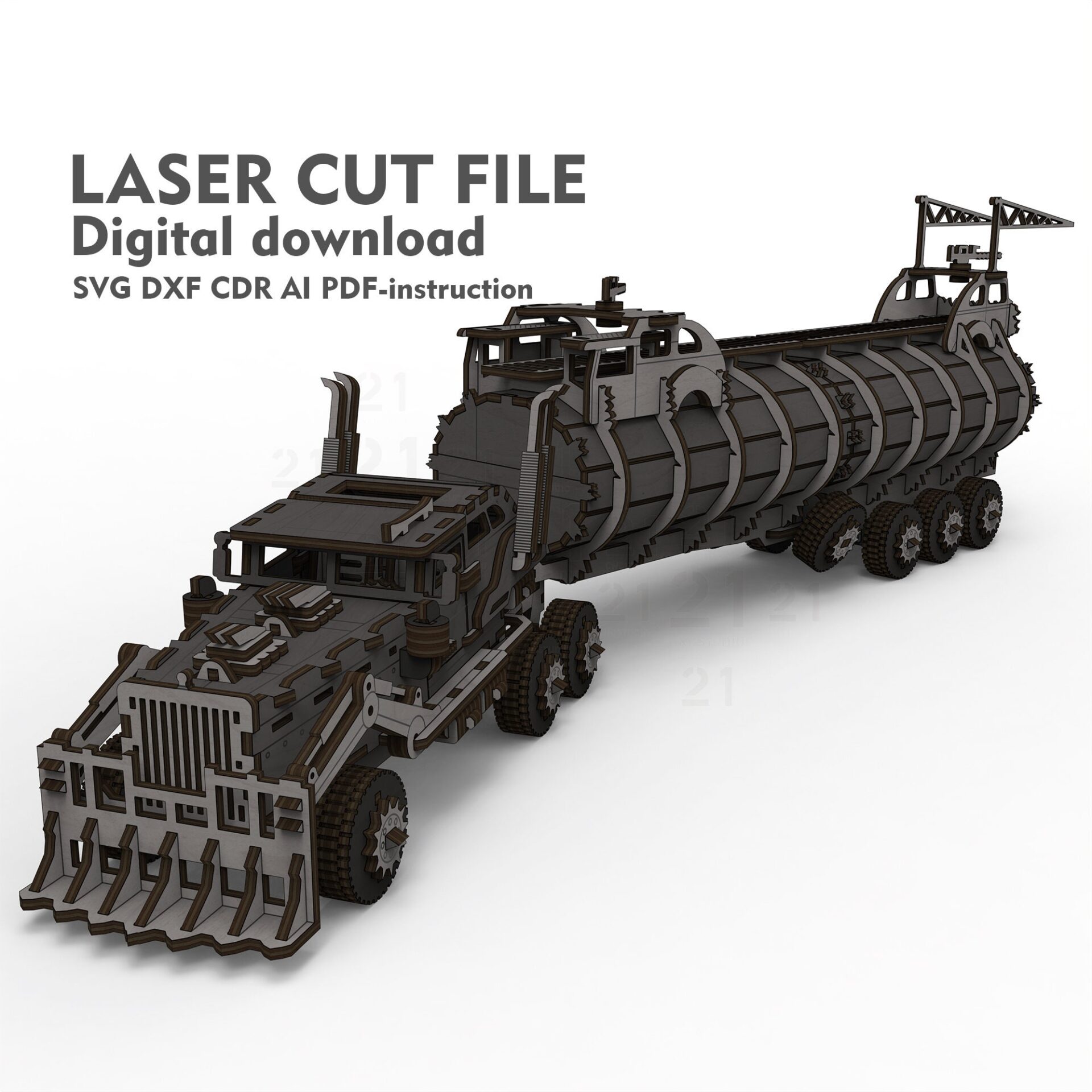 Armored Tanker Truck 3D Laser Cut File - Wood & MDF - Image 8