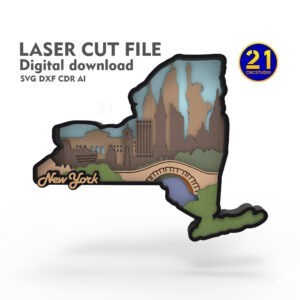New York State Multi-Layer Laser Cut SVG DXF AI File