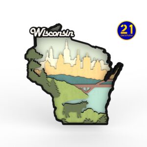 Wisconsin State Layered Laser Cut File - SVG DXF
